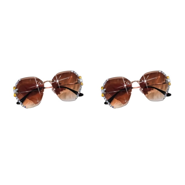 kurtrusly Vintage Frameless Glasses Fashion Statement Scratch Resistant sepia 2Set