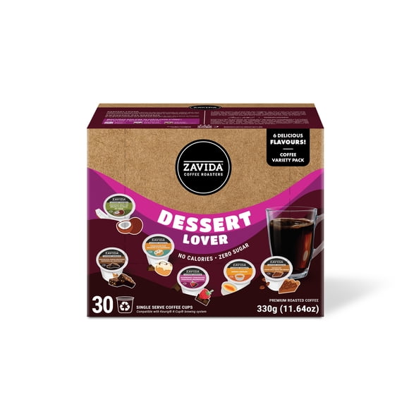Zavida Coffee Pods Dessert Lover’s Variety Pack, Medium Roast, Keurig Compatible, 30 pieces
