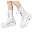 thumbnail image 3 of Kcodviy Bottes pour Femmes Grande Taille Bottes pour Femmes Mi-Hautes à Talon Épais Bout Rond Bottes Courtes de Moto Mi-Hautes pour Femmes Mi-Hautes pour Femmes Mi-Hautes pour Femmes, 3 of 4