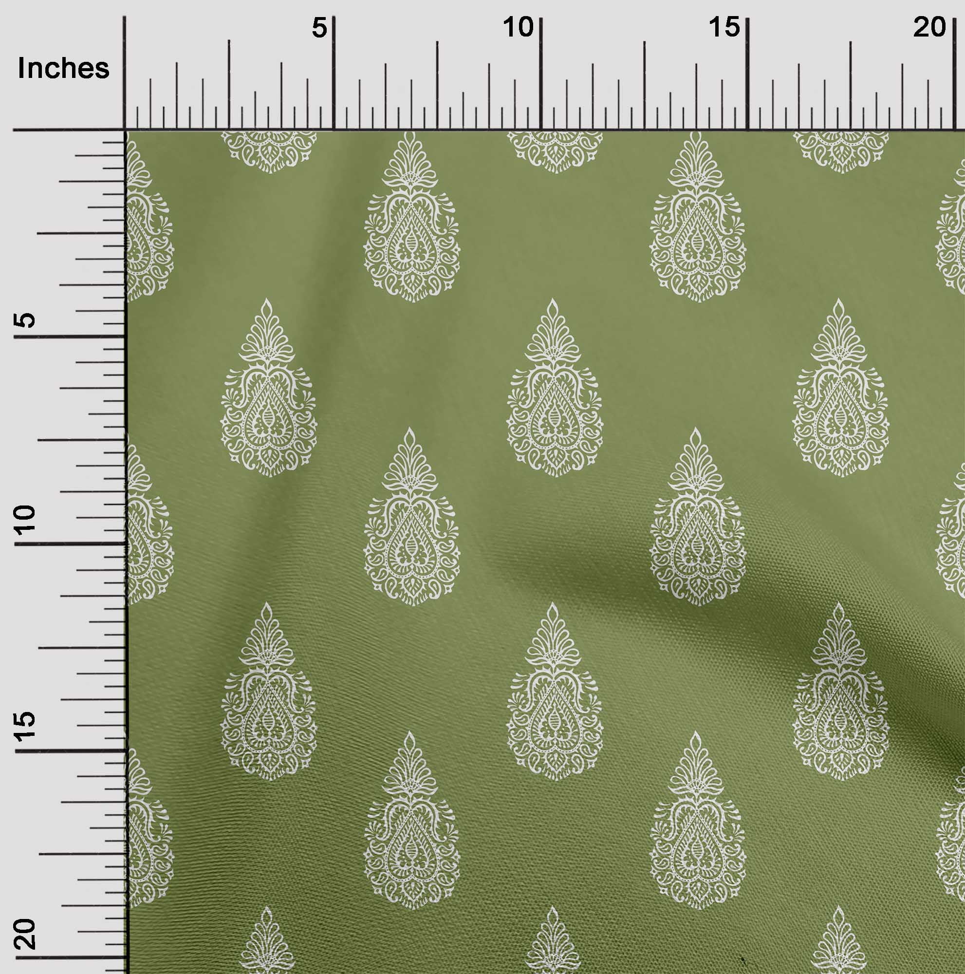 oneOone Cotton Poplin Fabric Paisley Block Print Fabric By Yard 56 Inch Wide