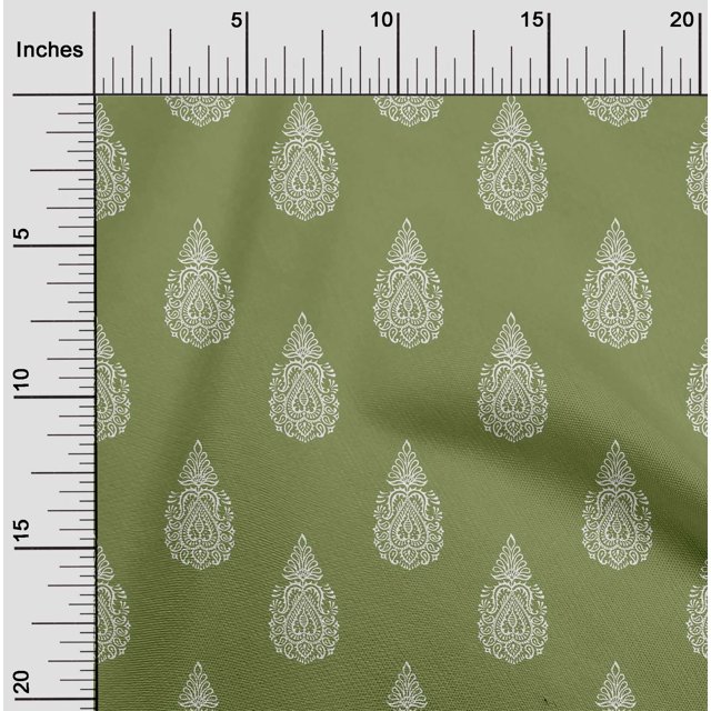 oneOone Polyester Lycra Fabric Paisley Block Printed Fabric 1 Yard 56 Inch Wide