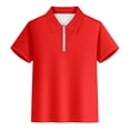 thumbnail image 1 of Sunnyoo Little Boys Zipper Polo Shirt Solid Color Short Sleeve T-Shirt, Red, 1 of 3