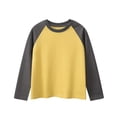 thumbnail image 1 of Floleo T-Shirts à Manches Longues Raglan Unisexes pour Enfants Printemps Automne Hiver T-Shirts à Blocs de Couleur Col Rond Décontractés Vêtements de Sport pour Enfants 1-15 Ans (Jaune#1,11 Ans), 1 of 6