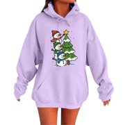 Fashion Letter Print Hooded Sweatshirt Long Sleeve Pullover For Fall And Winter Knitted Hoodie Sweater for Women Tall Womens Hoodies Long Hoodie Jacket Women Woman Sweat Shirt Thick Sweats Purple XXXL