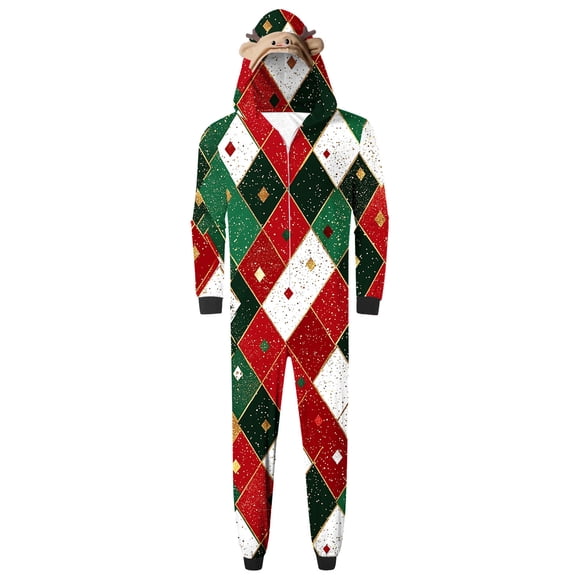Men's Matching Pajama Set Print with Long Sleeve Top and Pants for Family Holiday Wear