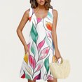 thumbnail image 1 of Ovzne Robes pour Femmes 2025 Robe d'Été pour Femmes Imprimée Col Rond Décontractée Jupe Courte Robe avec Poches Robe d'Été Imprimée Liquidation, 1 of 6