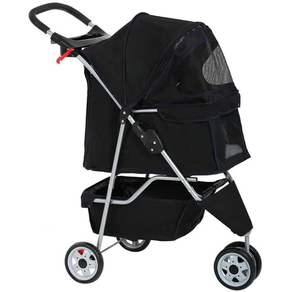 BestPet 3-Wheel Folding Pet Stroller Travel Carrier for Cats & Dogs, Model T13, Black