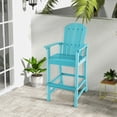 thumbnail image 4 of Gymax Set Of 2 Outdoor HDPE Bar Height Stool Patio Tall Chair Armrest Footrest All Weather Turquoise, 4 of 10