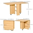 thumbnail image 3 of HOMCOM Foldable Dining Table with Storage Shelves Drop Leaf Wheels, Teak, 3 of 10