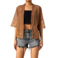 thumbnail image 1 of Summer Women's Open Front Shrug Short Sleeve Solid Color Lace Patchwork Cardigan Sheer Bolero Cover Up, 1 of 9