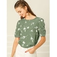 thumbnail image 2 of INSPIRE CHIC Haut Floral Élégant pour Femme à Manches Courtes Froncées, Coupe Régulière, 2 of 4