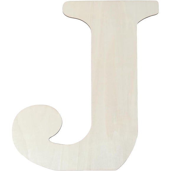 14.8 x 12.6 Inch Large Wooden Letter J Unfinished Wood Alphabet Blank Big MDF Words White Craft Piece Sign Sheet Board for Birthday Wedding Christmas Wall Home Party DIY Decoration