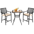 thumbnail image 1 of Costway 3 PCS Patio Bar Stool Square Table Bistro Set Cushioned Chairs Armrest, 1 of 9