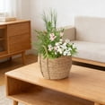thumbnail image 4 of EGNMCR Tools&Home Improvement Pastorals Seaweed Woven Handmade Flower Basket With Handle Rattan Decorative Flowerpot A Basket, 4 of 6