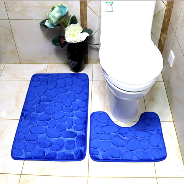 TopLLC Bathroom Rugs Sets 2 Piece With Toilet Rugs U Shaped Enlarge Thicken Bath Mat Set With PVC Non Slip Rubber Backing Microfiber Shag Rug For Bathroom Decoration on Clearance