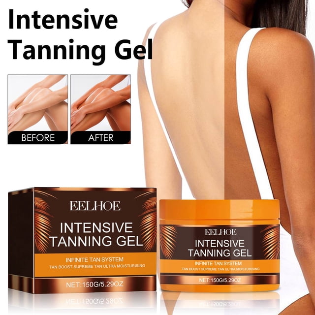 Brown Intensive Tanning Gel - 150g Moisturizing Tan Accelerator with Carrot Extract for Sunbeds & Outdoor Use, Non-Greasy Fast-Absorbing Self Tanner for All Skin Types