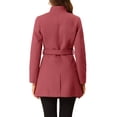 thumbnail image 3 of INSPIRE CHIC Manteau Long Classique pour Femme à Col Montant, Manches Longues, d'Hiver, Ceinturé, m Rouge Melon D\'eau, 3 of 7