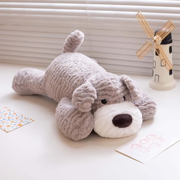 FHBVT Realistic Lying Down Dog Doll Cuddly Soft Plush Dog Toy Adorable Lifelike Dog Figurine for Dog Lovers Home Decor Sofa Bed Companion Cuddles Gift for Adults Kids Soft Comfortable Pet Doll