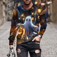 thumbnail image 2 of Pisexur Chandails d'Halloween pour Hommes Amusants de Festival Chandails Graphiques Surdimensionnés Manches Longues Chandail Décontracté Ample Col Rond Chandail Grande Taille P-6TG, 2 of 5