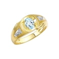thumbnail image 3 of RYLOS Men's Rings 14K Yellow Gold Rings Classic Designer Style 7X5MM Oval Gemstone & Diamond Ring Aquamarine March Birthstone Rings For Men Size 10, 3 of 7