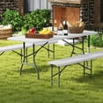 thumbnail image 4 of Gymax Table Pliante Portable de 6 Pi avec Plateau en HDPE, Mécanisme de Verrouillage Sécuritaire, Poignée de Transport, Blanc, 4 of 10