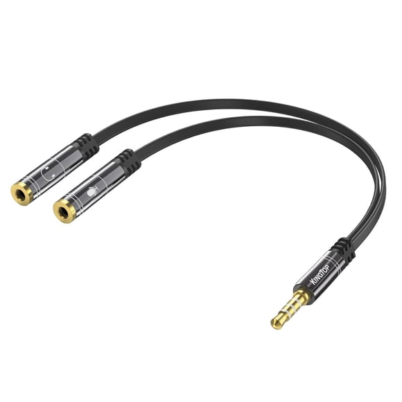 KINGTOP Headset Splitter 3.5mm Headphone Mic Splitter Cable for Headset with Separate Stereo Audio & Microphone Jacks (Not for Dual Audio Jacks)