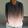 thumbnail image 1 of RXIRUCGD Haut Décontracté Rétro pour Femme à Imprimé, Manches 3/4, Haut/chemise à Manches en V, Or Rose, Taille : S, 1 of 5