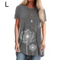 thumbnail image 1 of yingyy Femmes T-shirt Imprimé Casual Chemisier Manches Courtes Col Rond Top, Bleu, Gris S L, 1 of 5