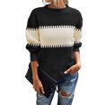 thumbnail image 2 of IROINID Chandail à Col Rond pour Femmes, Bloc de Couleur, Décontracté, Mi-Long, Manches Longues, Haut Assorti, Blouse Tricotée, 2 of 8
