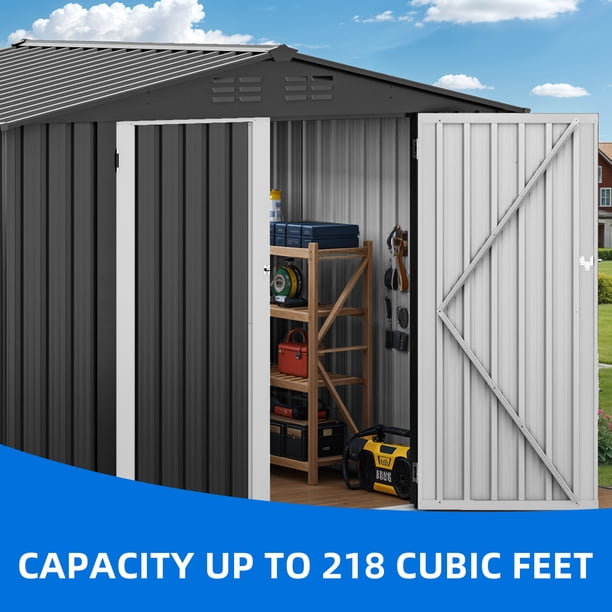 DEXTRUS 7x5 ft Metal Outdoor Shed with Air Vent & Lockable Door