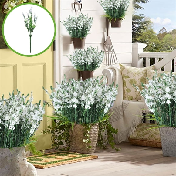 Tiges de Lavande Artificielles - Décoration Florale Printanière Artificielle pour Mariage, Salon, Salle à Manger, Extérieur, Blanc, JKODE