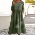 thumbnail image 2 of Robe Longue d'Été pour Femmes en Coton et Lin Grande Taille, Col Ras du Cou, Décontractée, Ample, Tunique, Robe T-Shirt, Robe de Printemps avec Poches, 2 of 6