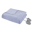 thumbnail image 1 of Pemberly Row Polyester Knitted Micro Fleece Solid Textured Heated Blanket - Blue, 1 of 8