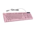 thumbnail image 4 of USB Wired Computer Keyboard, Full Size 104 Keycaps Round Backlit Ergonomic Fodable Feet Gaming Keyboard Multimedia Keys Wired Retro Typewriter Keyboard for Desktop Laptop, 4 of 7