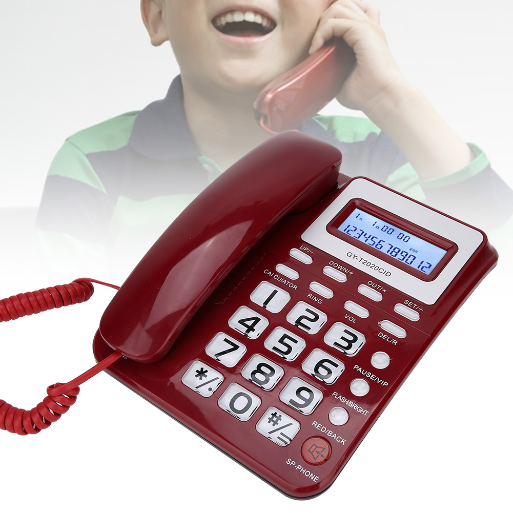 Telephones Caller, Dual Interface Mute Mode ABS Ingenious Detail Ear Resistant Telephone  For Office Red,Black,White