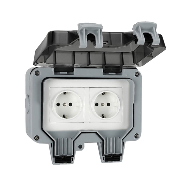 keepw Household PC Plastic Socket Waterproof Garage Power Outlet with Lid 16A Electrical Accessories German DE Plug Type 2