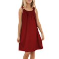 thumbnail image 4 of WEIYLL Robes pour Filles Sortie de Plage Sans Manches Débardeur Fin Couleur Unie Volants Robe Rouge Brique 7-8 Ans, 4 of 4