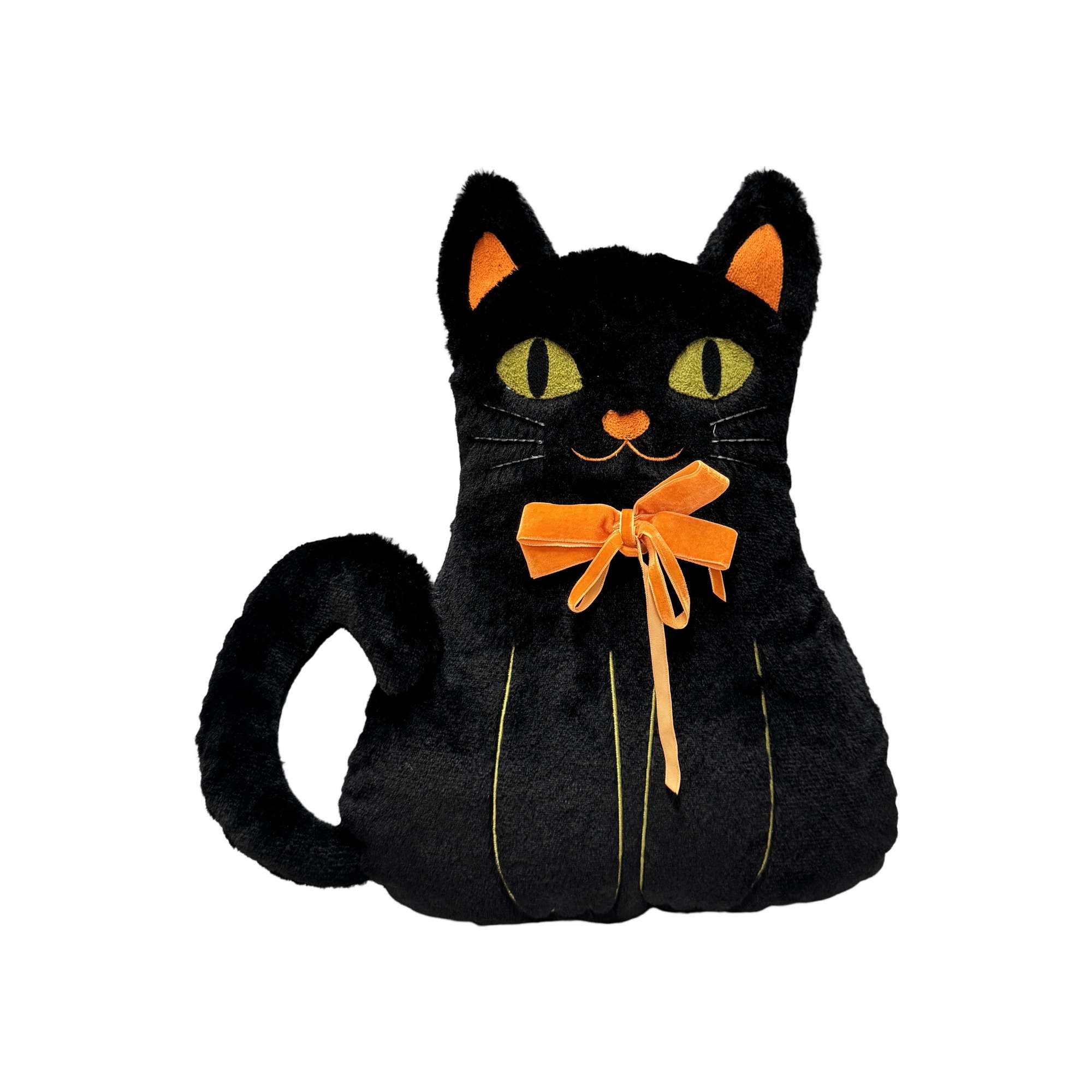 Way-To-Cel PL Oreiller en forme de chat noir, hauteur 15 pouces, couleur noir et orange