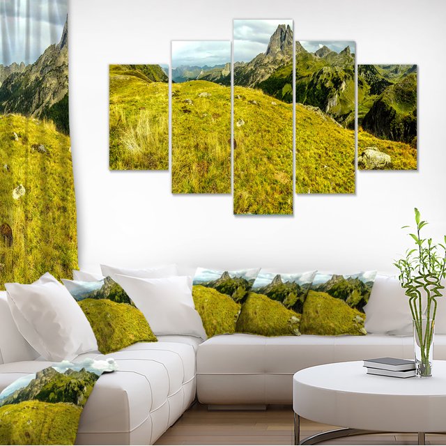 Bright Green Mountain Panorama - Landscape Canvas Art Print