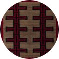 thumbnail image 1 of Ahgly Company Tapis Rond Abstrait Rouge Lavable en Machine, 8 Pieds Rond, 1 of 7