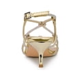 thumbnail image 2 of BLISSFUL STEP Sandales à Talon Chaton pour Femmes à Bride Slingback avec Strass Or 8,5, 2 of 7