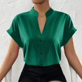 thumbnail image 3 of Birdeem Women Solid Color Tops Button V Neck T-Shirts Blouse, 3 of 12