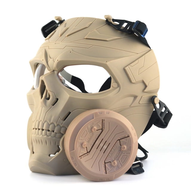 TopOne Tactical Gas Mask Full Face Single Fan Skull Covers Protective Mask for Outdoor Cs Game Masquerade Cosplay