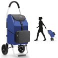 thumbnail image 1 of Foldable Shopping Trolley, Portable Grocery Cart with 29L Removable Bag, Insulated Pouch, Aluminum Frame (Blue), 1 of 6