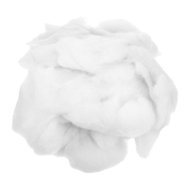 Shisuyan 1 Pack Polyester Fiber Fill in white, made from soft pp cotton for cushions, plush toys, pillows, and DIY projects. This breathable and water-absorbent material provides excellent support and maintains shape, ideal for crafts like stuffed animals, pet beds, quilts, and cloud decorations.