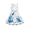 thumbnail image 4 of Robe Fille Bleue Papillon Décontractée Florale Fête 9-10 Ans, 4 of 8
