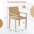 thumbnail image 3 of Gymax 2PCS Chair Rubber Wood Dining Armchairs Paper Rope Woven Seat Balcony Patio, 3 of 4