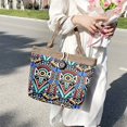thumbnail image 3 of Canvas Bag Ethnic Style Pattern for Women Shoulder Bag Retro Casual Tote Handbag Splicing Knitting Accessory, 3 of 10