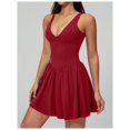 thumbnail image 3 of PISONIC Robe de Tennis à Col en V Profond avec Short Intégré et Soutien-Gorge Robe Athlétique pour Femmes Robe d'Entraînement de Golf d'Été avec Poches, 3 of 7