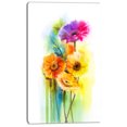 thumbnail image 2 of Yellow Orange Purple Gerbera Flowers - Large Floral Canvas Art Print, 2 of 3